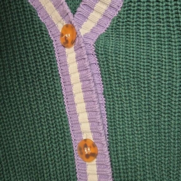 Forever 21 Oversized Cotton Varsity Sweater Cardigan Sz S 28" Pit to pit - Picture 7 of 10